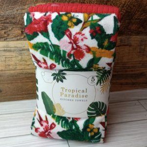 5 Pack Tropical Paradise Microfiber Kitchen Towels Butterflys & Flowers